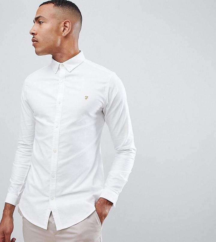 Farah Sansfer Skinny Fit Oxford Shirt In White Exclusive At Asos