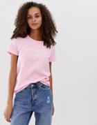 Daisy Street Relaxed T-shirt With Primrose Hill Slogan-pink