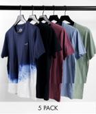 Hollister 5 Pack T-shirts In Black, Blue, Pink, Green Tie Dye Print-multi