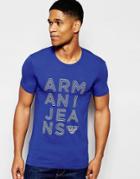Armani Jeans T-shirt With Block Logo Extra Slim - Blue