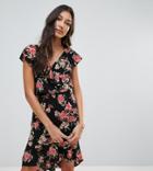 Oh My Love Tall Floral Frill Detail Pephem Dress - Multi