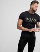 Boss Banana Leaf Print T-shirt In Black - Black