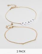 Asos Pack Of 2 Vibes Anklet - Multi