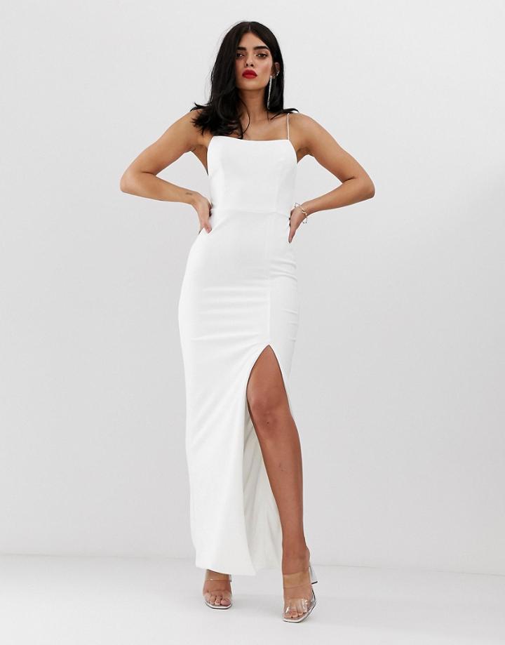 Club L London Square Neck Midaxi Dress In White - White