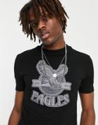 Asos Design Shrunken Fit T-shirt In Black Organic Cotton With Varsity Print