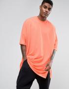 Asos Extreme Oversized Super Longline T-shirt In Acid Orange - Orange