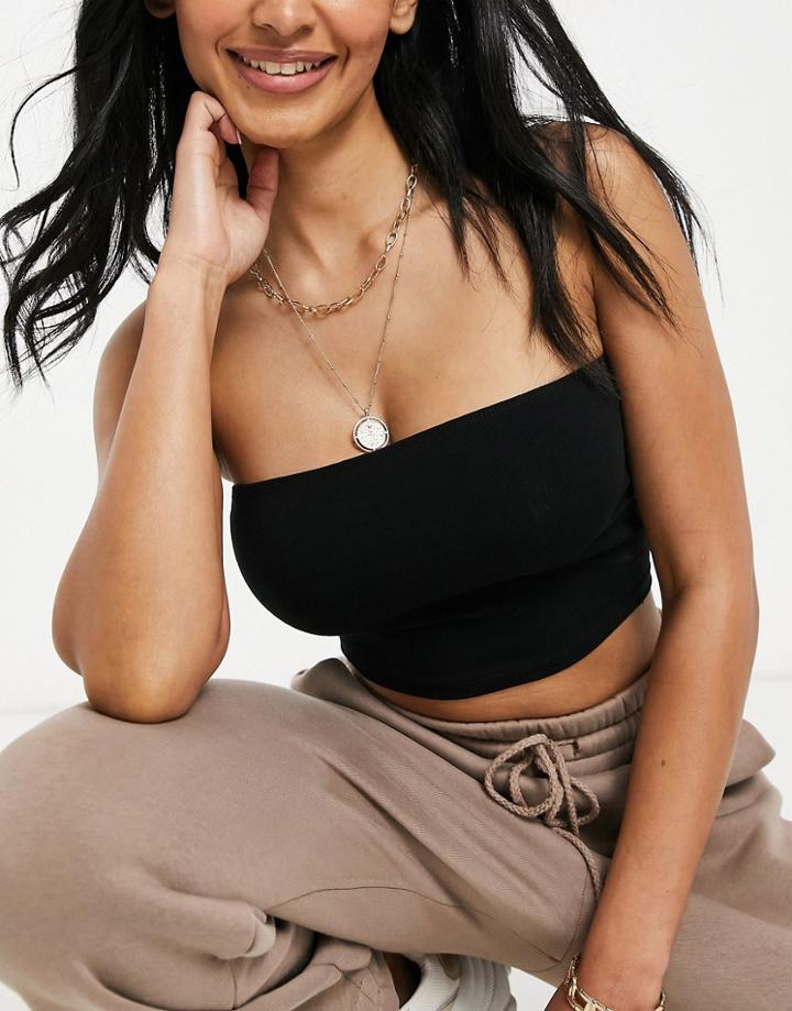 Asos Design Hourglass Ultimate Bandeau Crop Top In Organic Cotton In Black
