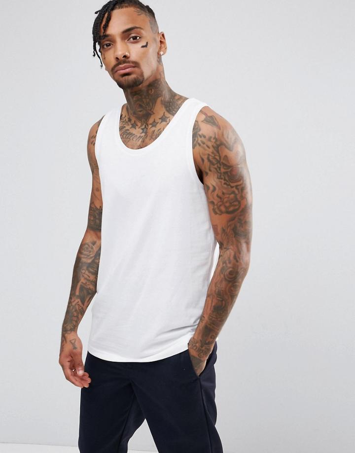Asos Longline Tank In Skater Fit - White