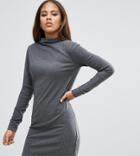 Asos Tall Dress In Jumbo Rib - Gray