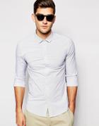 Asos Skinny Fit Shirt In Pin Stripe With Long Sleeves - White