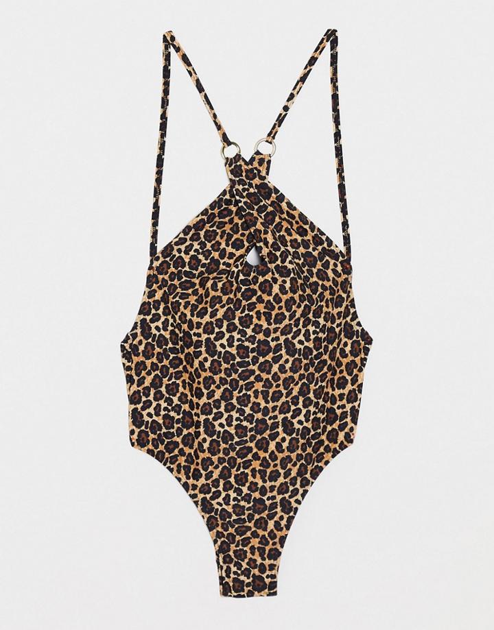 Only La Crossover Strappy Back Swimsuit-brown
