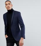 Heart & Dagger Tall Skinny Printed Wool Mix Tux Blazer - Navy