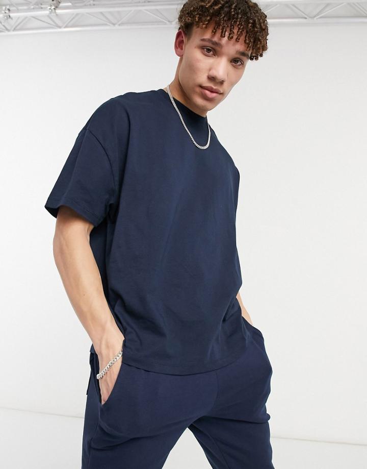 Asos Design Organic Oversized T-shirt With Crew Neck In Navy