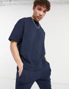 Asos Design Organic Oversized T-shirt With Crew Neck In Navy