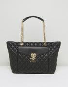 Love Moschino Quilted Tote Bag With Pocket Detail - Black