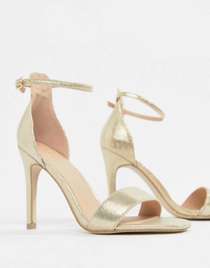 New Look Square Toe 2-part Heeled Sandal - Gold