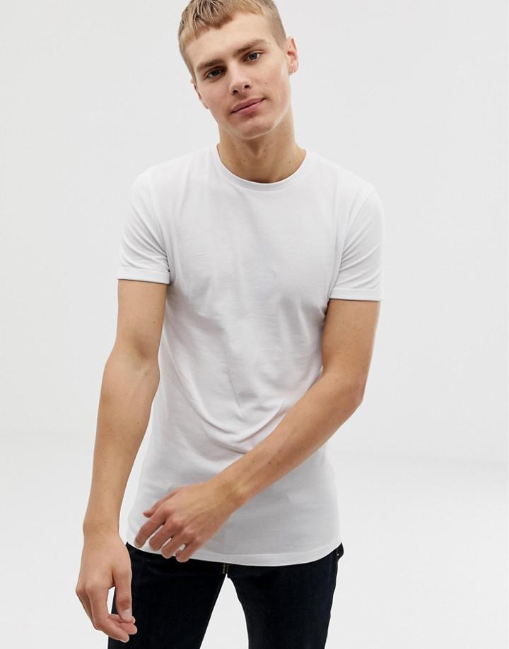 Asos Design Muscle Fit T-shirt With Roll Sleeve In White - White