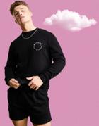 Asos Actual Athleisure Sweatshirt In Black With Health And Wellbeing Logo Chest Print