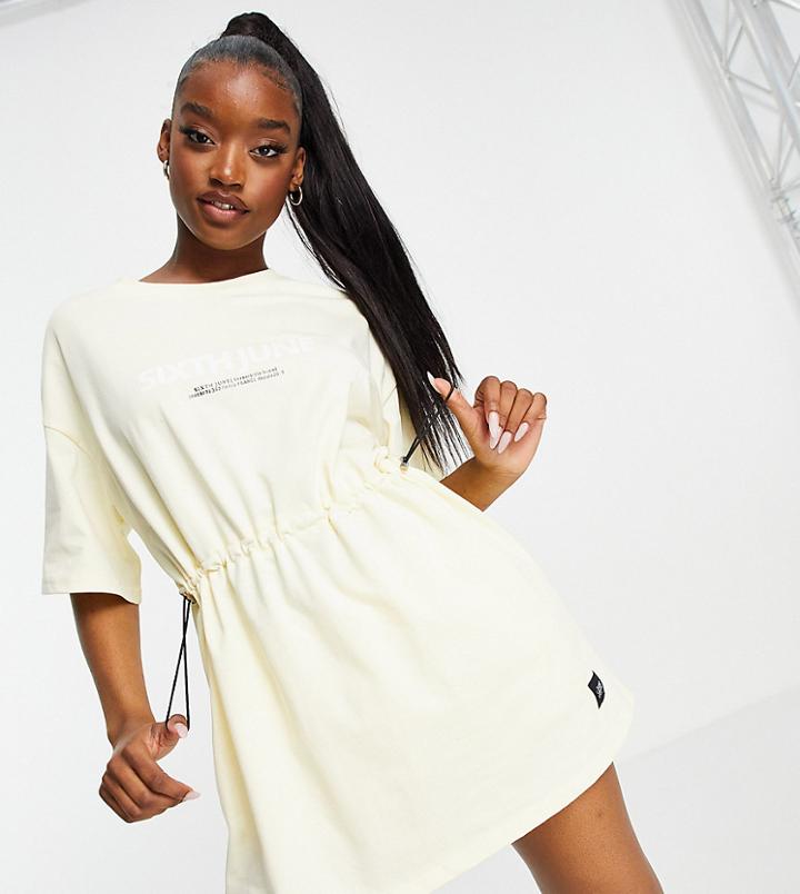 Sixth June Toggle Waist T-shirt Dress With Front Logo-yellow