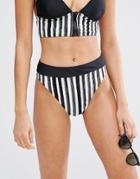 Evil Twin Stripe Contrast Triangle Bikini Bottoms - Black