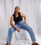 Asos Design Curve Organic Cotton Blend High Rise 'original' Mom Jeans In Light Wash-blues