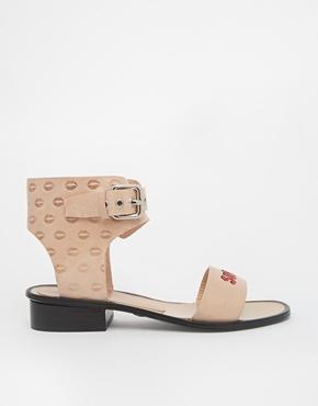 Markus Lupfer Camel Embossed Slogan Flat Sandals - Camel