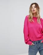 Asos Cropped Sweater With Wide Sleeve - Pink
