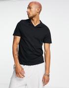 Asos Design Revere Polo In Black