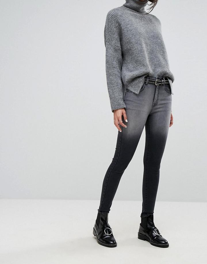 Dr Denim High Waist Jean With Back Leg Zips - Black