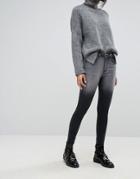 Dr Denim High Waist Jean With Back Leg Zips - Black