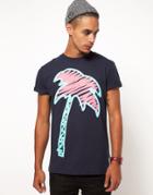Trainerspotter T-shirt Exclusive To Asos Palm Scribble Print - Navy