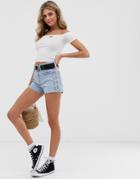 Levi's 501 High Waist Deim Shorts With Taping