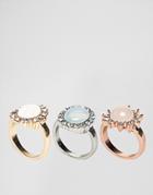 New Look Sparkle Stoned Stacked Rings - Multi