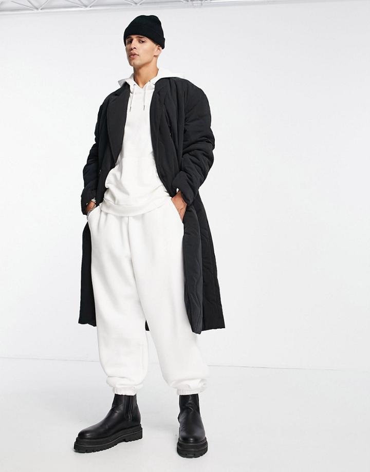 Asos Design Oversized Quilted Trench Coat In Black