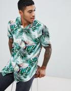 Urban Threads Toucan Print Revere Collar Shirt - Blue