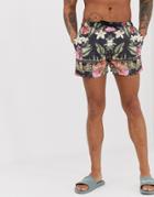 Good For Nothing Two-piece Swim Shorts In Floral Print With Baroque Taping-black