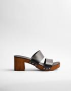 Topshop Leather Clogs In Black