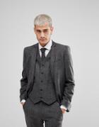 Asos Skinny Suit Jacket In Gray Houndstooth - Gray
