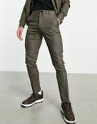 Asos Design Smart Skinny Sweatpants With Micro Check In Brown - Part Of A Set