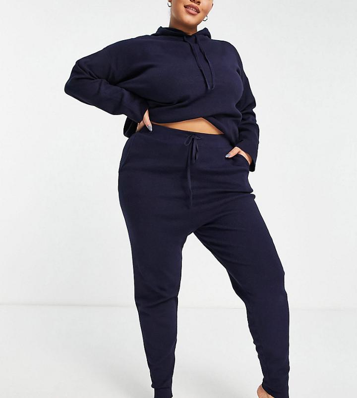 Fashion Union Plus Slouchy Knit Sweatpants - Part Of A Set-navy