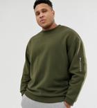 Asos Design Plus Oversized Sweatshirt With Ma1 Pocket In Green