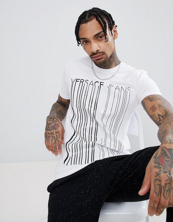Versace Jeans T-shirt In White With Large Logo - White