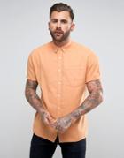 Asos Oversized Oxford In Orange With Short Sleeve - Orange