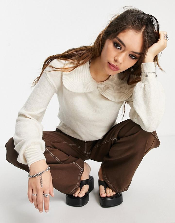 Vero Moda Long Sleeve Collared Blouse In Brown
