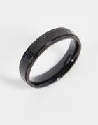 Asos Design Stainless Steel Band Ring With Roman Numerals In Black