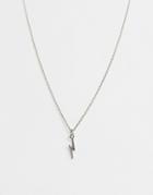 Asos Design Necklace With Tiny Lightning Bolt In Silver Tone-grey