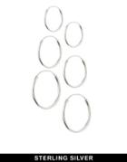 Asos Multipack Sterling Silver Hoop Earrings - Silver