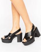 London Rebel Platform Unit Sandal - Black