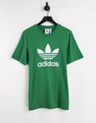 Adidas Originals Adicolor Large Trefoil T-shirt In Green