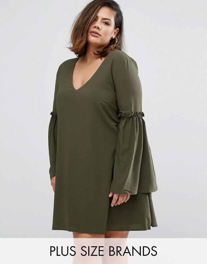 Elvi Plus Swing Dress - Green